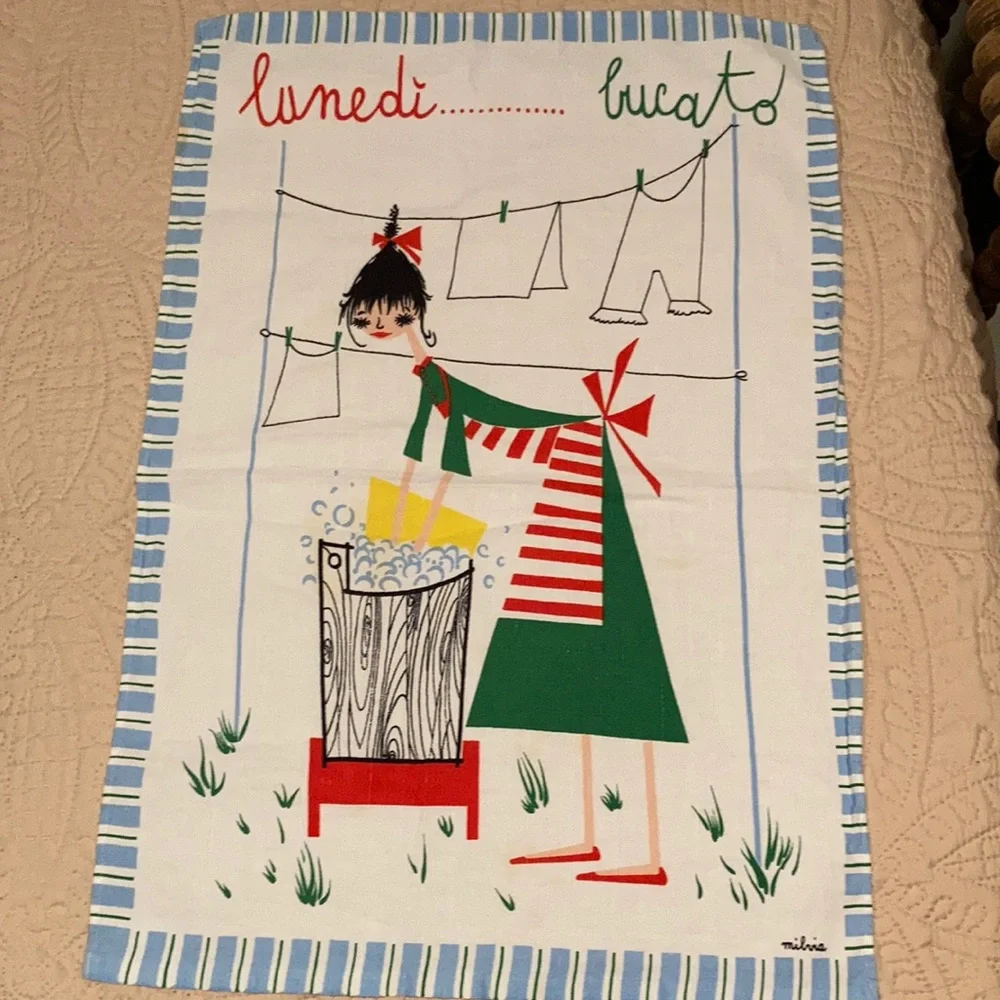 Milvia Vintage Tea Towel “Lunedi” - Picture 1 of 4